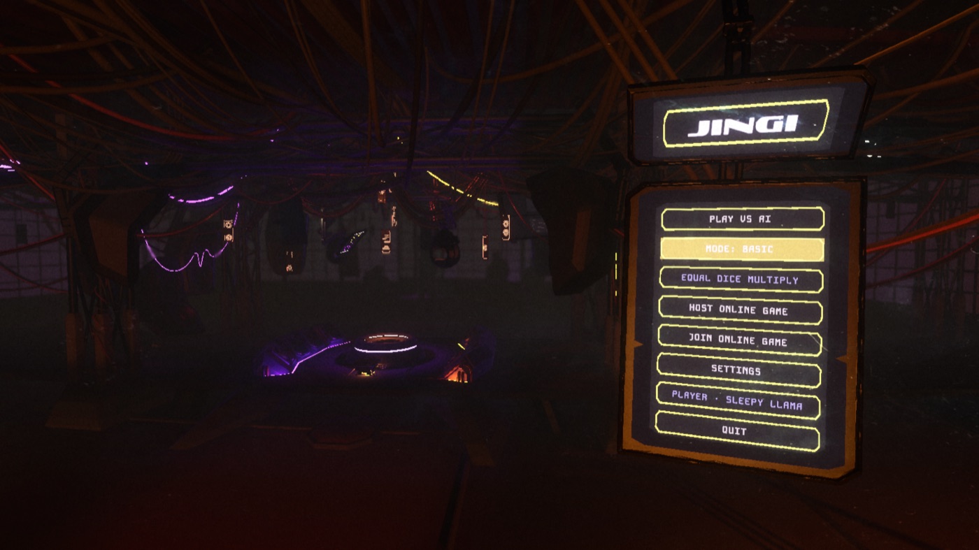 The main menu on a panel standing in the arena